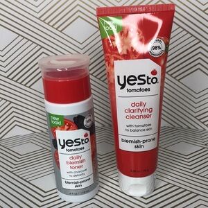 YES To Tomatoes Blemish Acne Prone Skin Care 2 pc‎ Bundle | Moisturizer & Toner